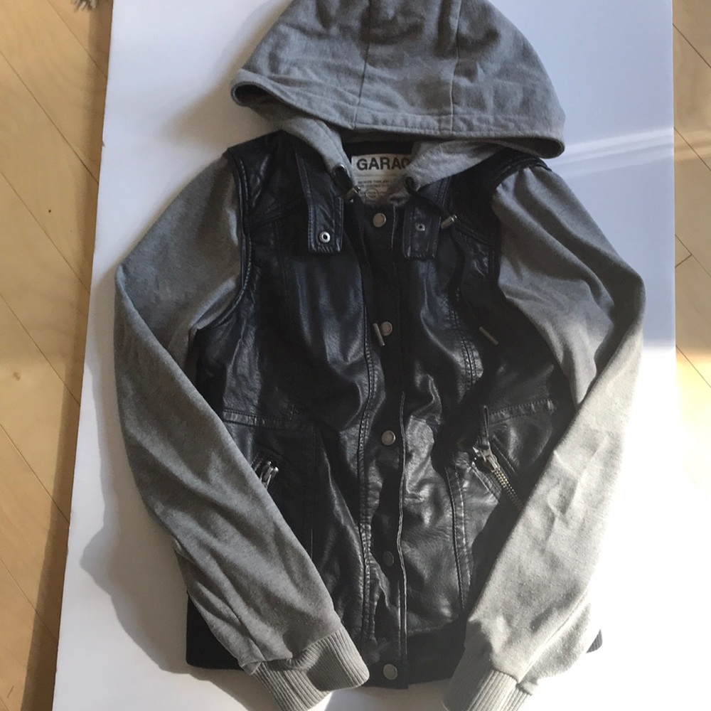 Garage faux leather bomber jacket